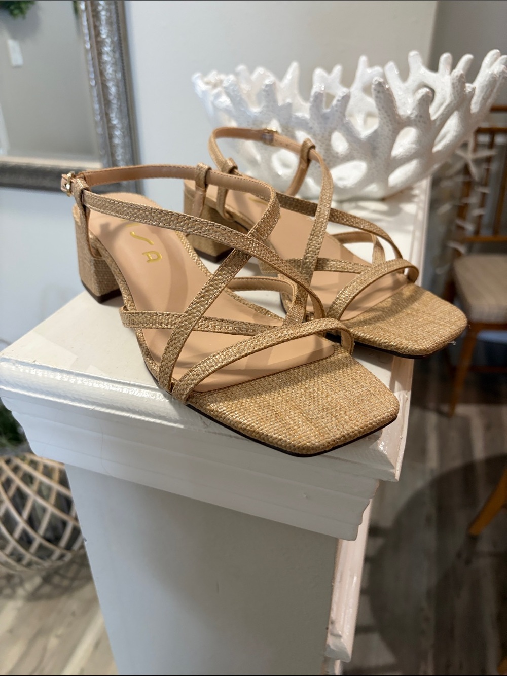 Unisa Tan Strappy Block Heel Sandals